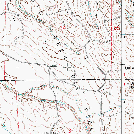 Topographic Map of Coyote Creek Oil Field, WY
