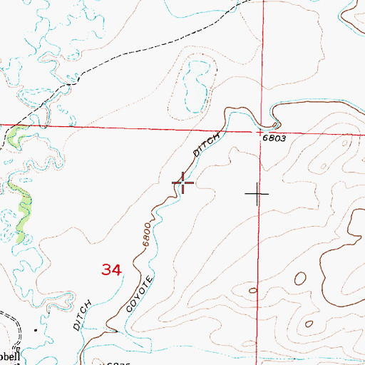 Topographic Map of Coyote Ditch, WY