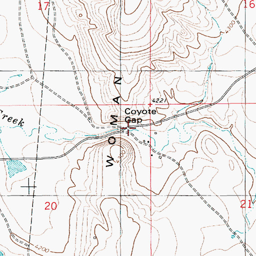 Topographic Map of Coyote Gap, WY