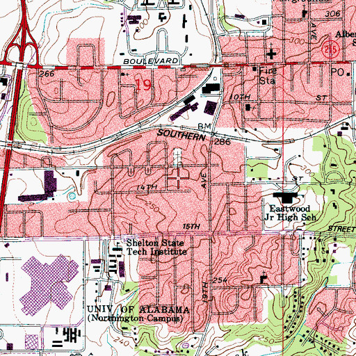 Topographic Map of Alberta Cemetery, AL