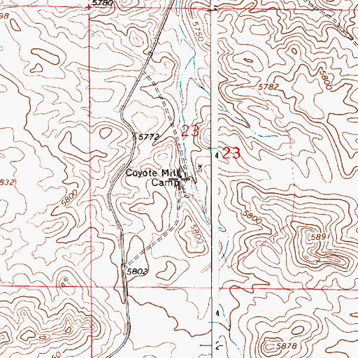 Topographic Map of Coyote Mill Camp, WY