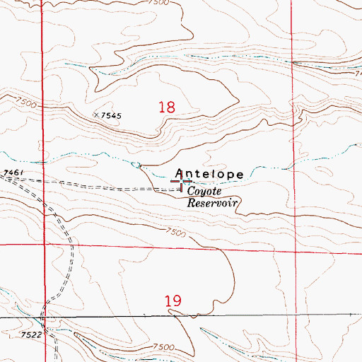 Topographic Map of Coyote Reservoir, WY