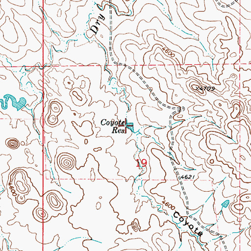Topographic Map of Coyote Reservoir, WY