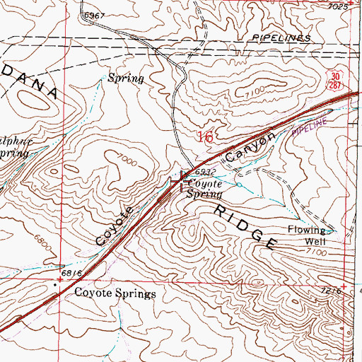 Topographic Map of Coyote Spring, WY