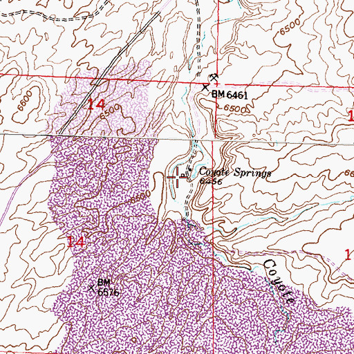 Topographic Map of Coyote Springs, WY