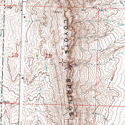 Topographic Map of Coyote Springs Rim, WY