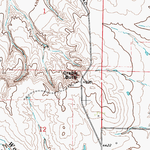 Topographic Map of Cradle Butte, WY