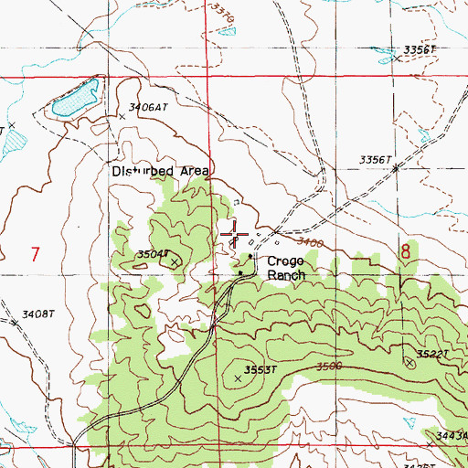 Topographic Map of Crago Ranch, WY