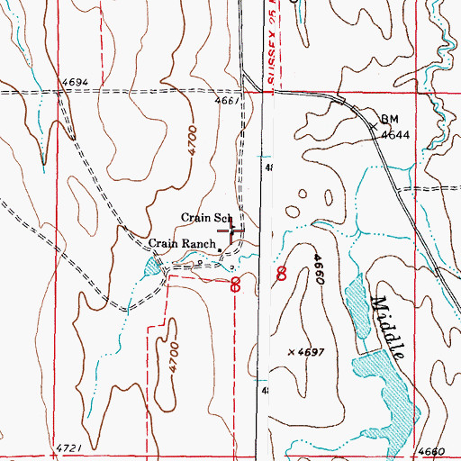 Topographic Map of Crain School, WY