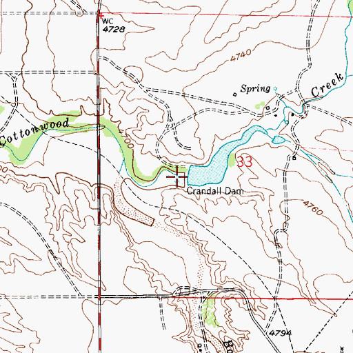 Topographic Map of Crandall Dam, WY