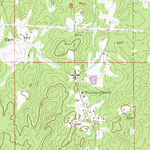 Topographic Map of Pearson Chapel, AL