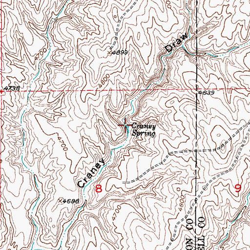 Topographic Map of Craney Spring, WY
