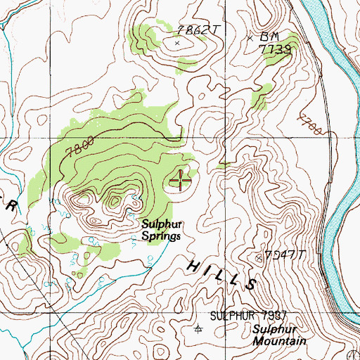 Topographic Map of Crater Hills, WY