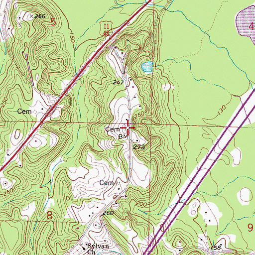 Topographic Map of Beale Cemetery, AL