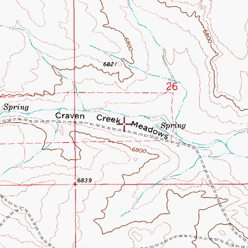 Topographic Map of Craven Creek Meadows, WY