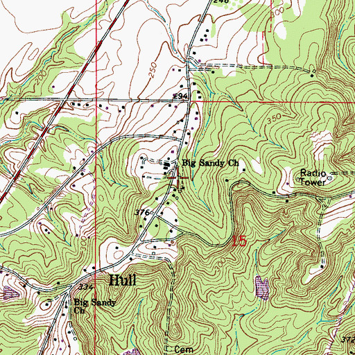 Topographic Map of Big Sandy Cemetery, AL