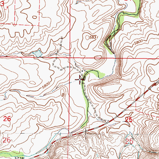 Topographic Map of Crazy Horse Creek, WY