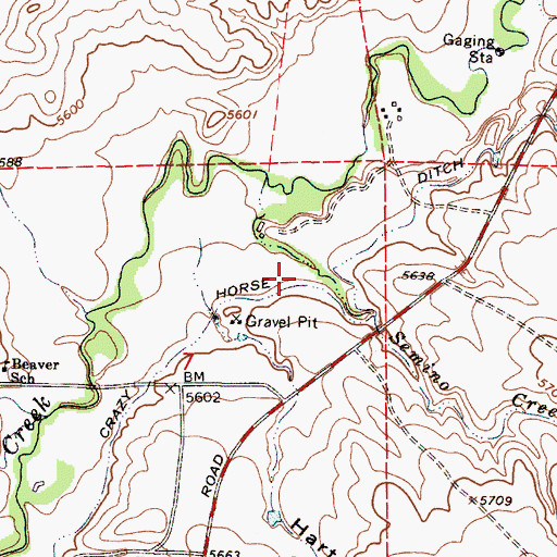 Topographic Map of Crazy Horse Ditch, WY