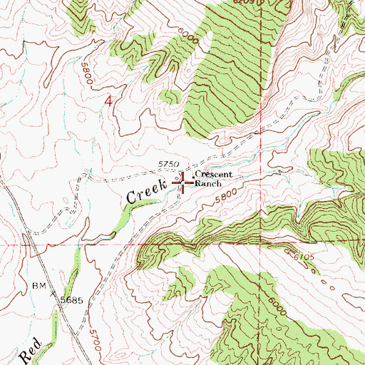 Topographic Map of Crescent Ranch, WY