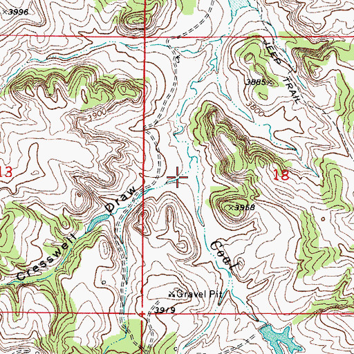 Topographic Map of Cresswell Draw, WY