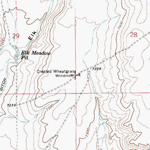 Topographic Map of Crested Wheatgrass Windmill, WY