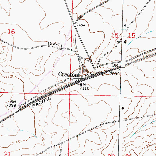 Topographic Map of Creston, WY