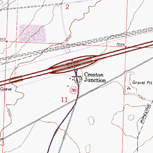 Topographic Map of Creston Junction, WY