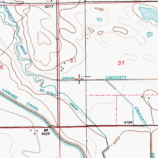 Topographic Map of Crockett Main Drain, WY