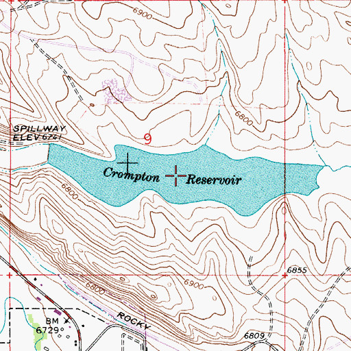 Topographic Map of Crompton Reservoir, WY