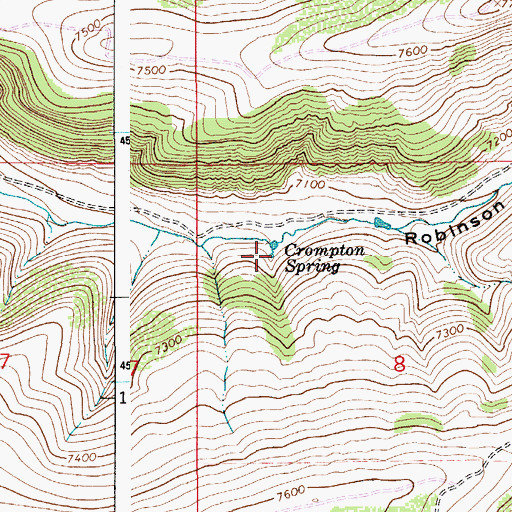 Topographic Map of Crompton Spring, WY