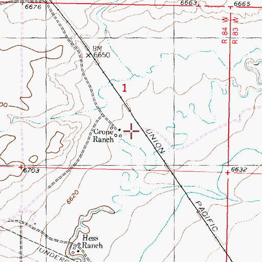 Topographic Map of Crone Ranch, WY