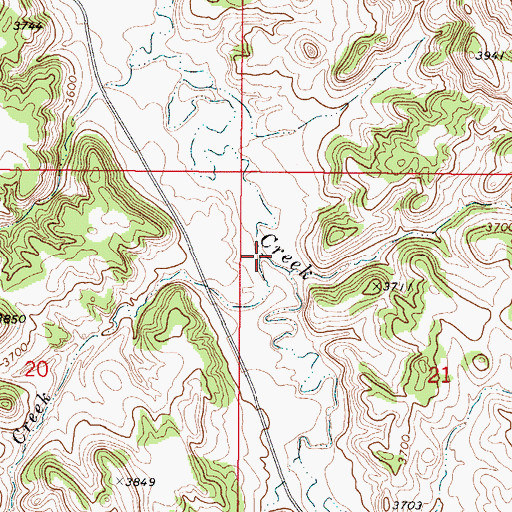 Topographic Map of Crooked Creek, WY