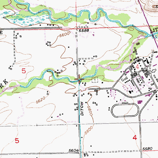 Topographic Map of Crooked Creek, WY