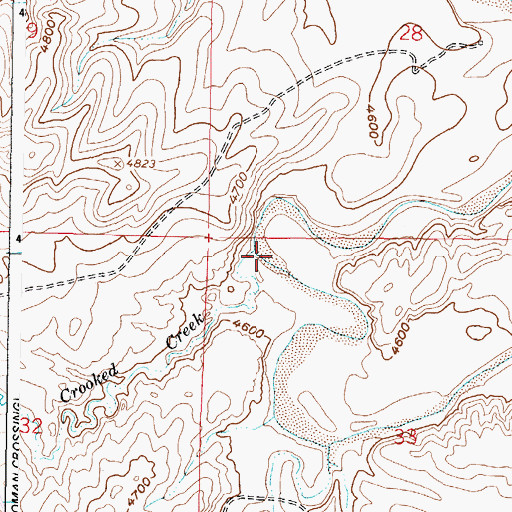 Topographic Map of Crooked Creek, WY