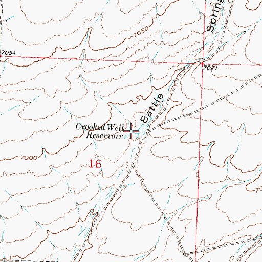 Topographic Map of Crooked Well Reservoir, WY