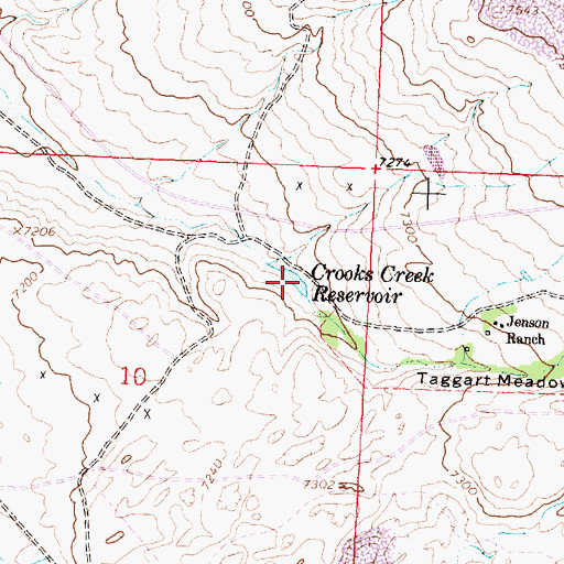 Topographic Map of Crooks Creek Reservoir, WY
