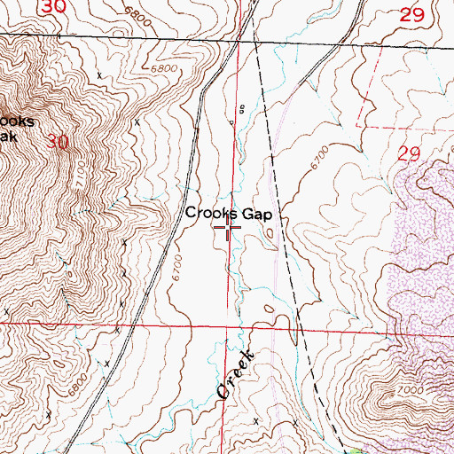 Topographic Map of Crooks Gap, WY