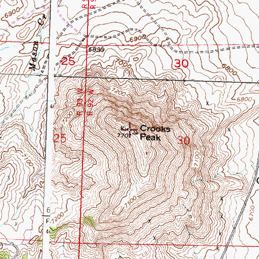 Topographic Map of Crooks Peak, WY