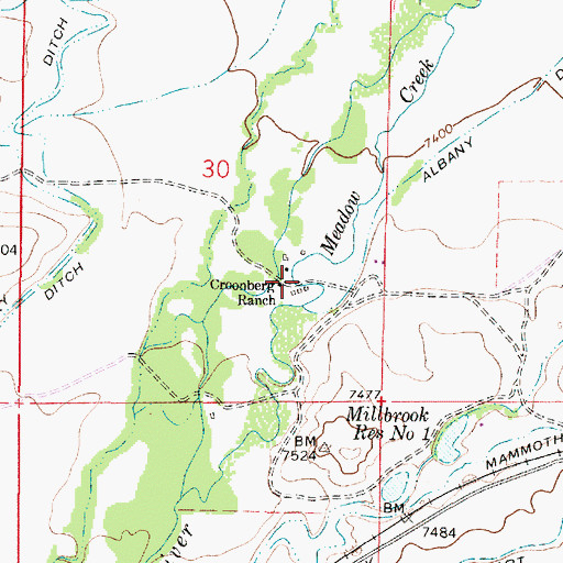 Topographic Map of Croonberg Ranch, WY