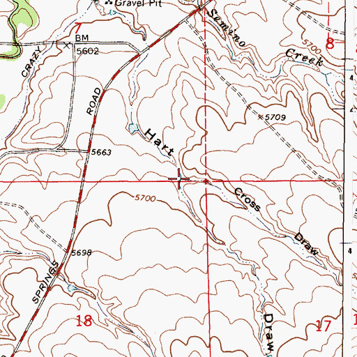 Topographic Map of Cross Draw, WY