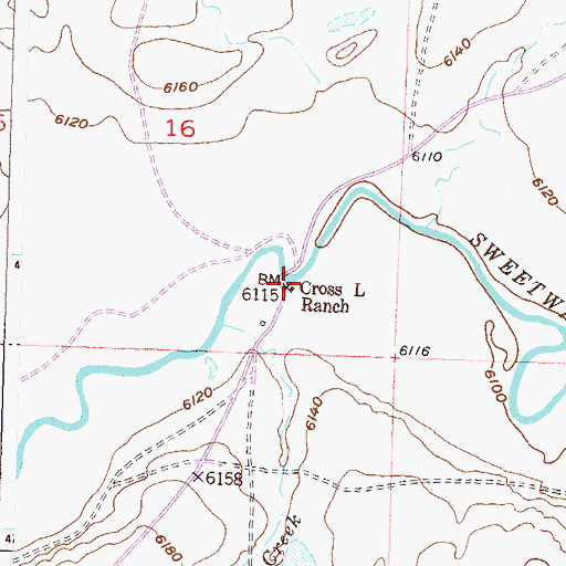 Topographic Map of Cross L Ranch, WY