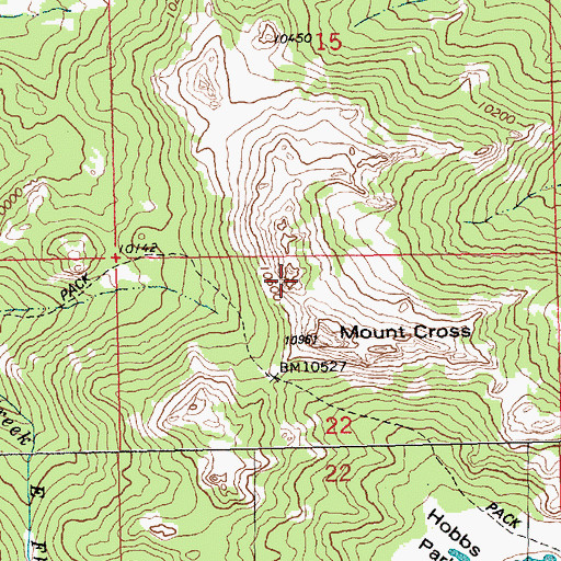Topographic Map of Mount Cross, WY