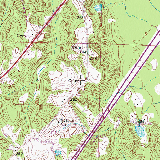 Topographic Map of Foster Cemetery, AL