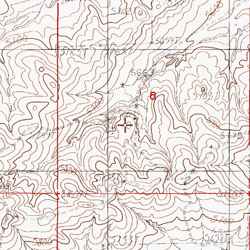 Topographic Map of Crouch Ranch, WY