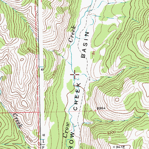 Topographic Map of Crow Creek Basin, WY