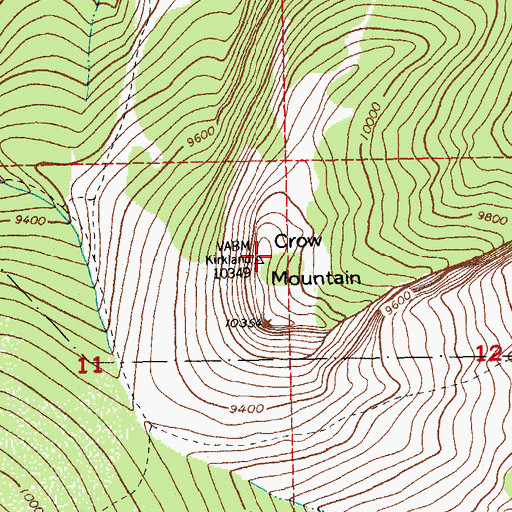 Topographic Map of Crow Mountain, WY