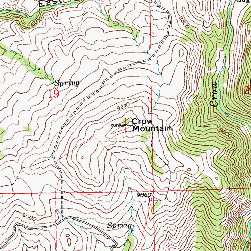 Topographic Map of Crow Mountain, WY