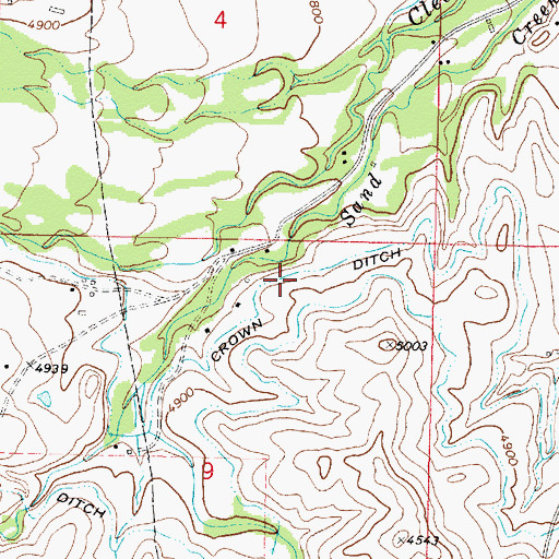Topographic Map of Crown Ditch, WY