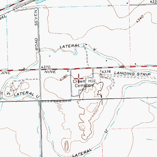Topographic Map of Crown Hill Cemetery, WY
