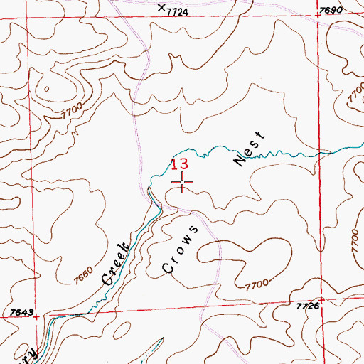 Topographic Map of Crows Nest, WY